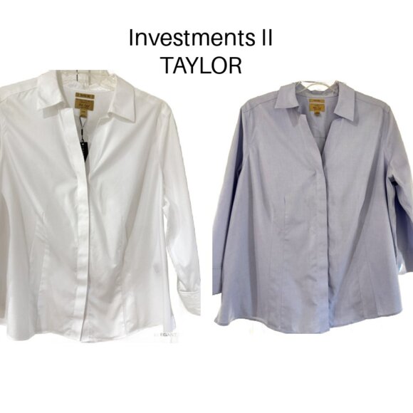 Investments II Woman TAYLOR Gold Label Button Up Shirt 20W White Work Top - Picture 15 of 15